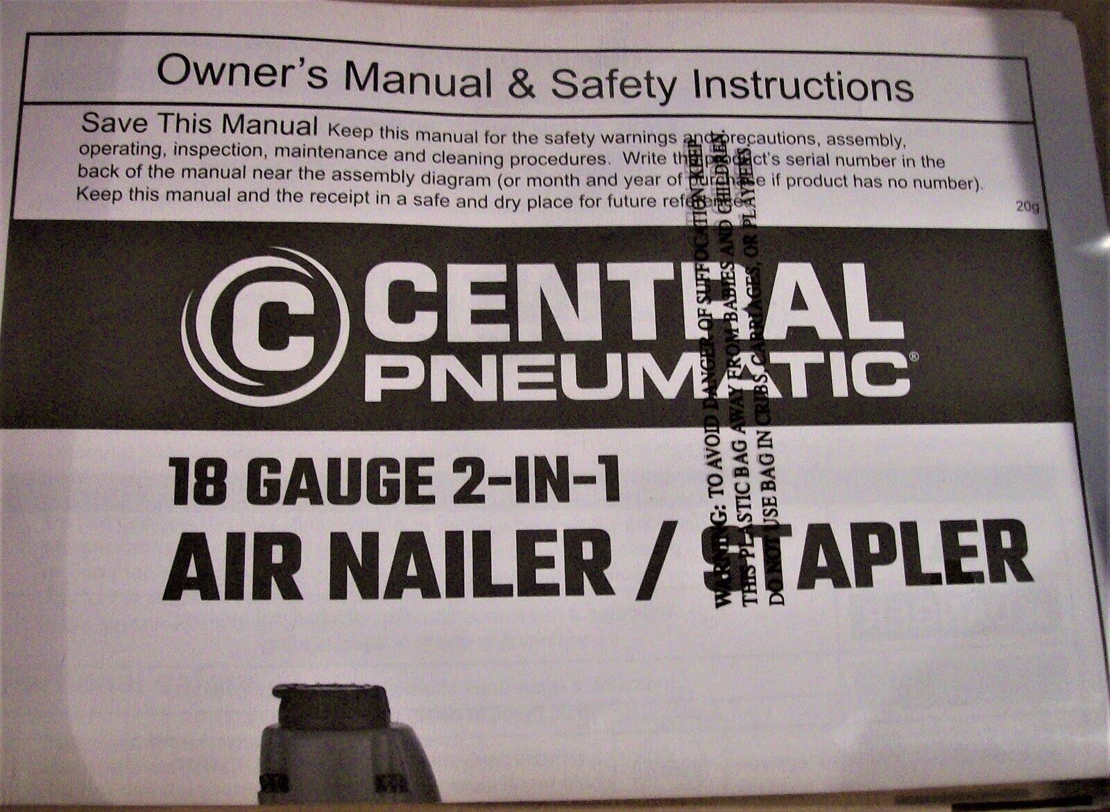 Central Pneumatic 18 . Gauge 2-in-1 Air Nailer/Stapler 41961