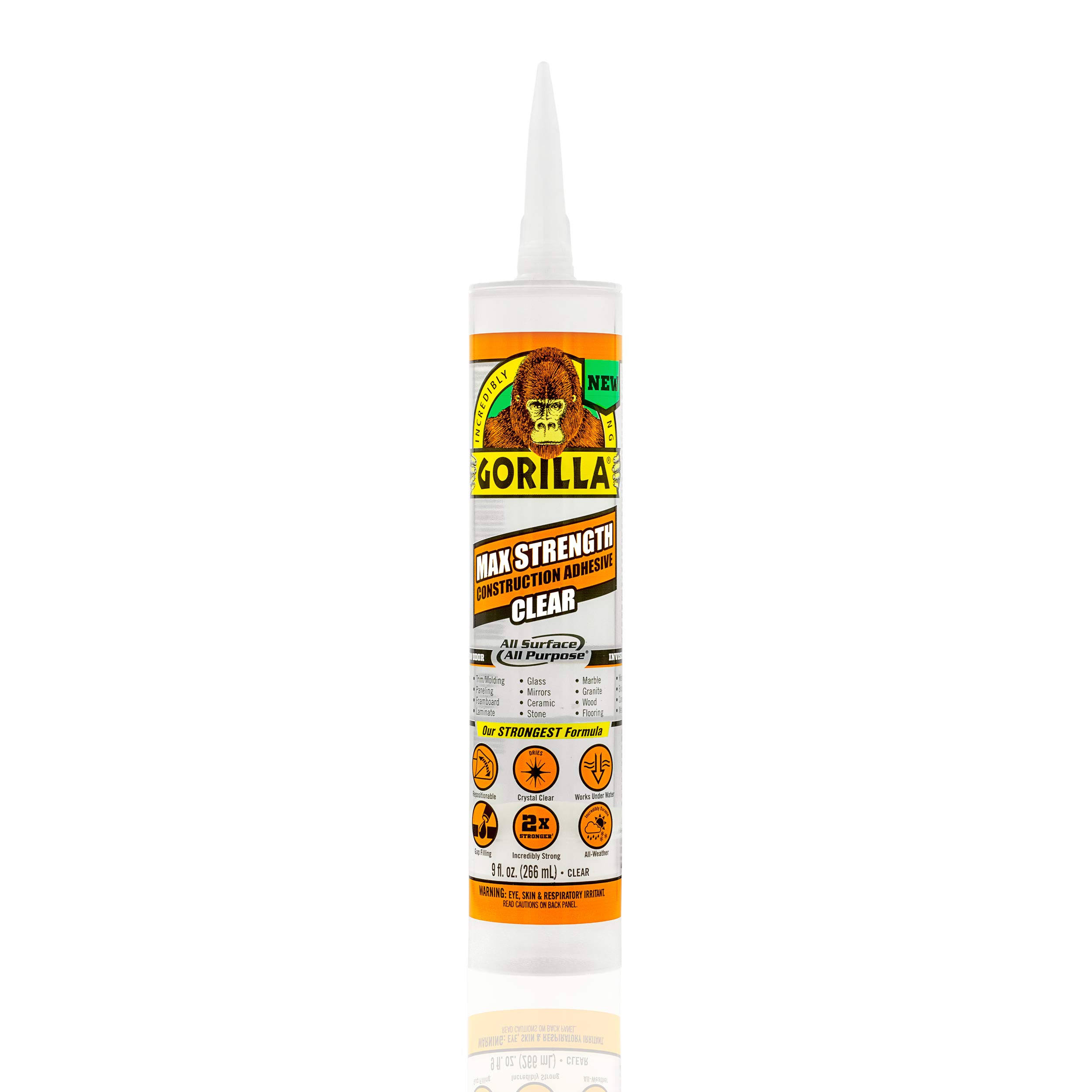 Gorilla 9 oz. Clear Max Strength Construction Adhesive