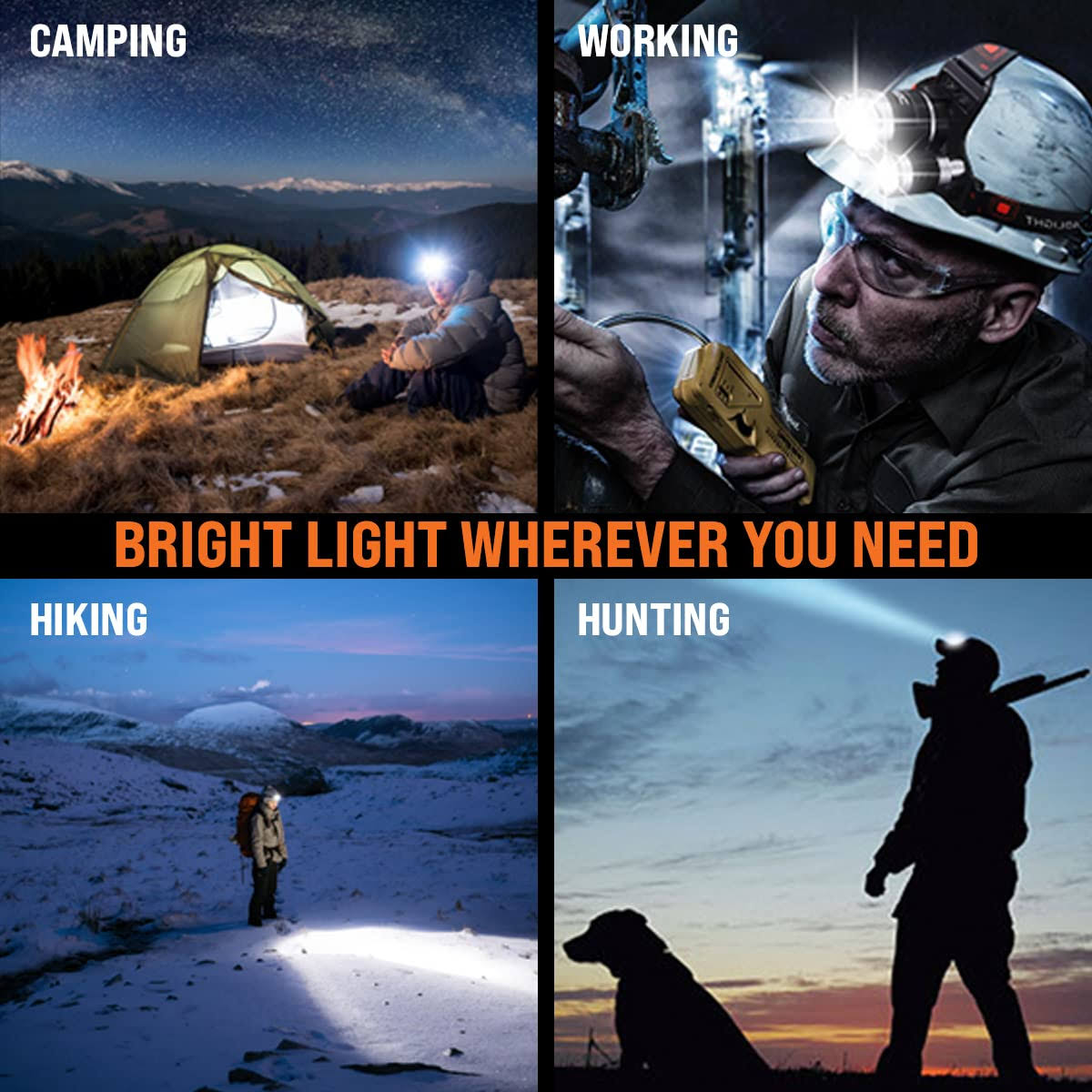 TDC Headlamp Rechargeable- Head Lamp LED Rechargeable High Lumen- LED Headlamp Flashlight USB C- Waterproof Headlamps for Adults Rechargeable- Hea