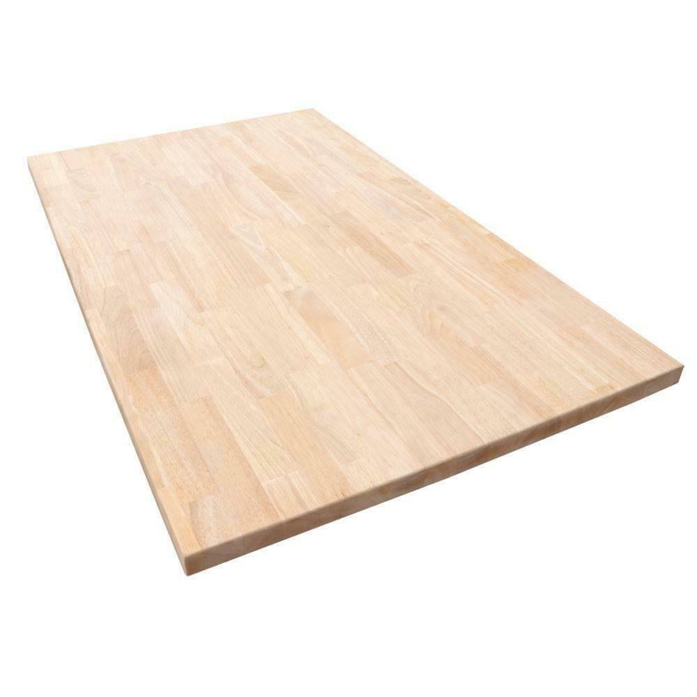 Hardwood Reflections 4 ft. L x 25 in. D Unfinished Hevea Solid Wood Butcher Block Countertop with Eased Edge