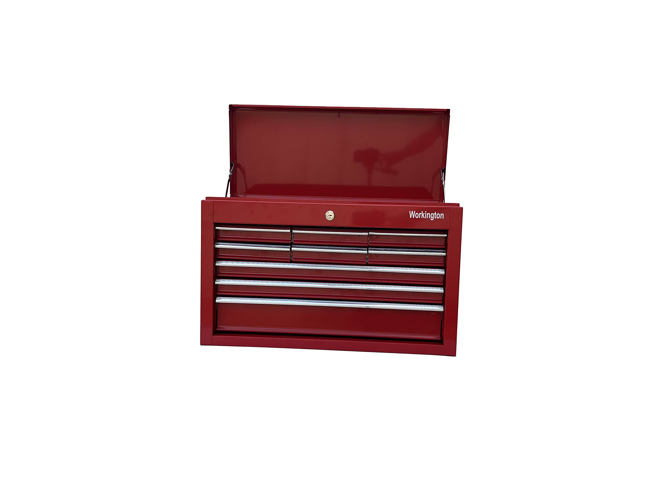Workington 24 inch Portable Locking Metal Tool Chest Cabinet W 9 Drawers Red