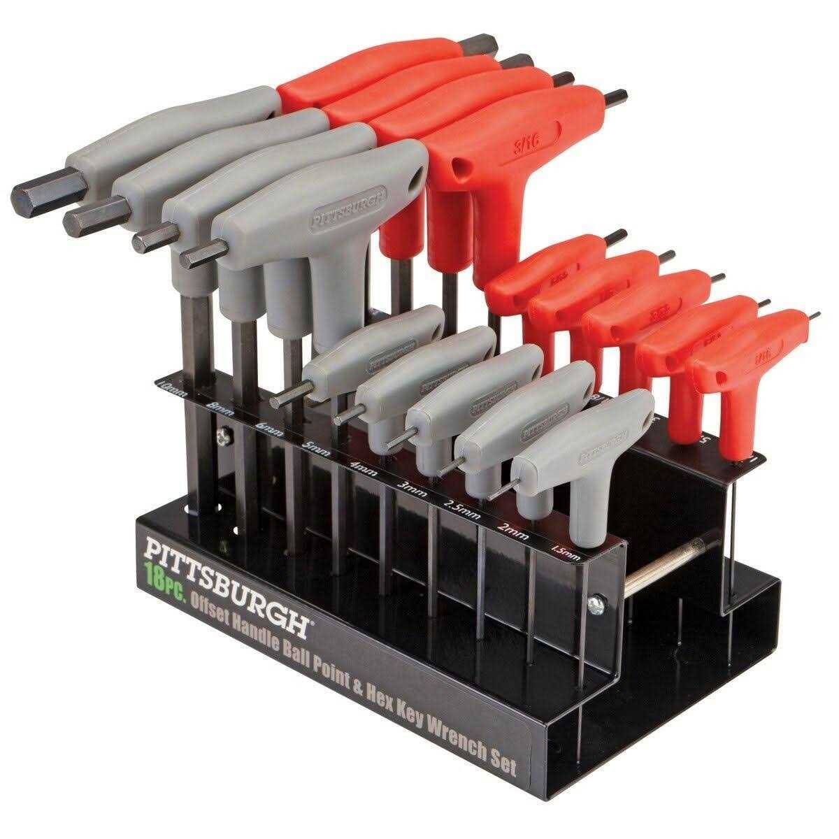 Pittsburgh SAE and Metric T-Handle Ball End Hex Key Set, 18 Piece