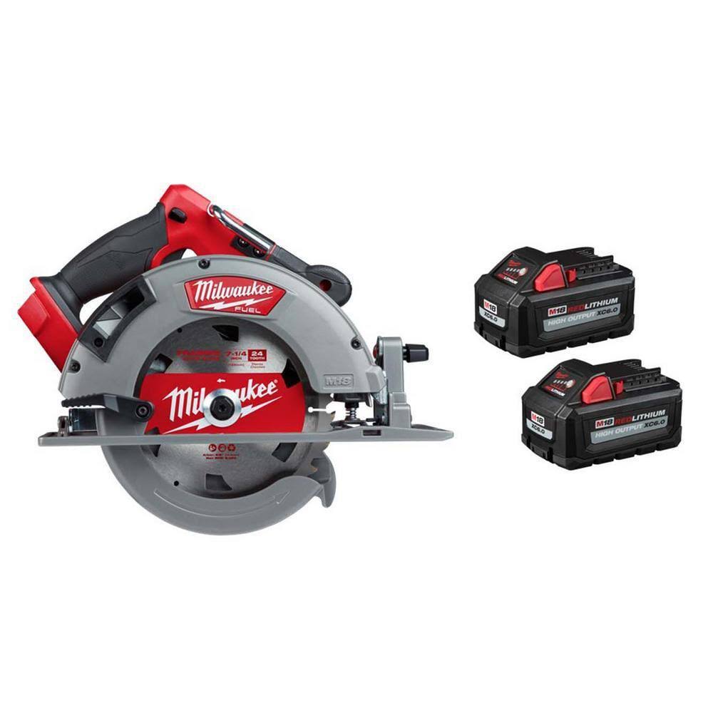 Milwaukee 2732-20-2131-20-48-11-1862 M18 Fuel 18V Lithium-Ion Brushless Cordless 7-1/4 in. Circular Saw & Tower Light w/(2) 6.0Ah Batteries