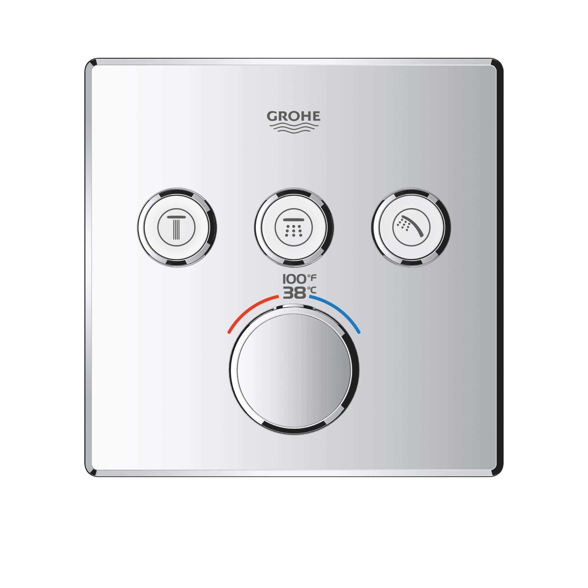 Grohe 29142000 Grohtherm SmartControl Triple Function Thermostatic Trim with Control Module- Chrome