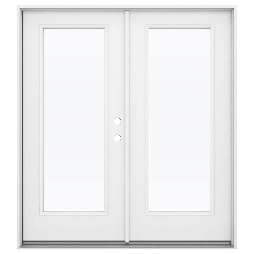 JELD-WEN 72-in x 80-in Low-E Primed Steel French Left-Hand Inswing Double Patio Door in Off-White | JW2059-01930