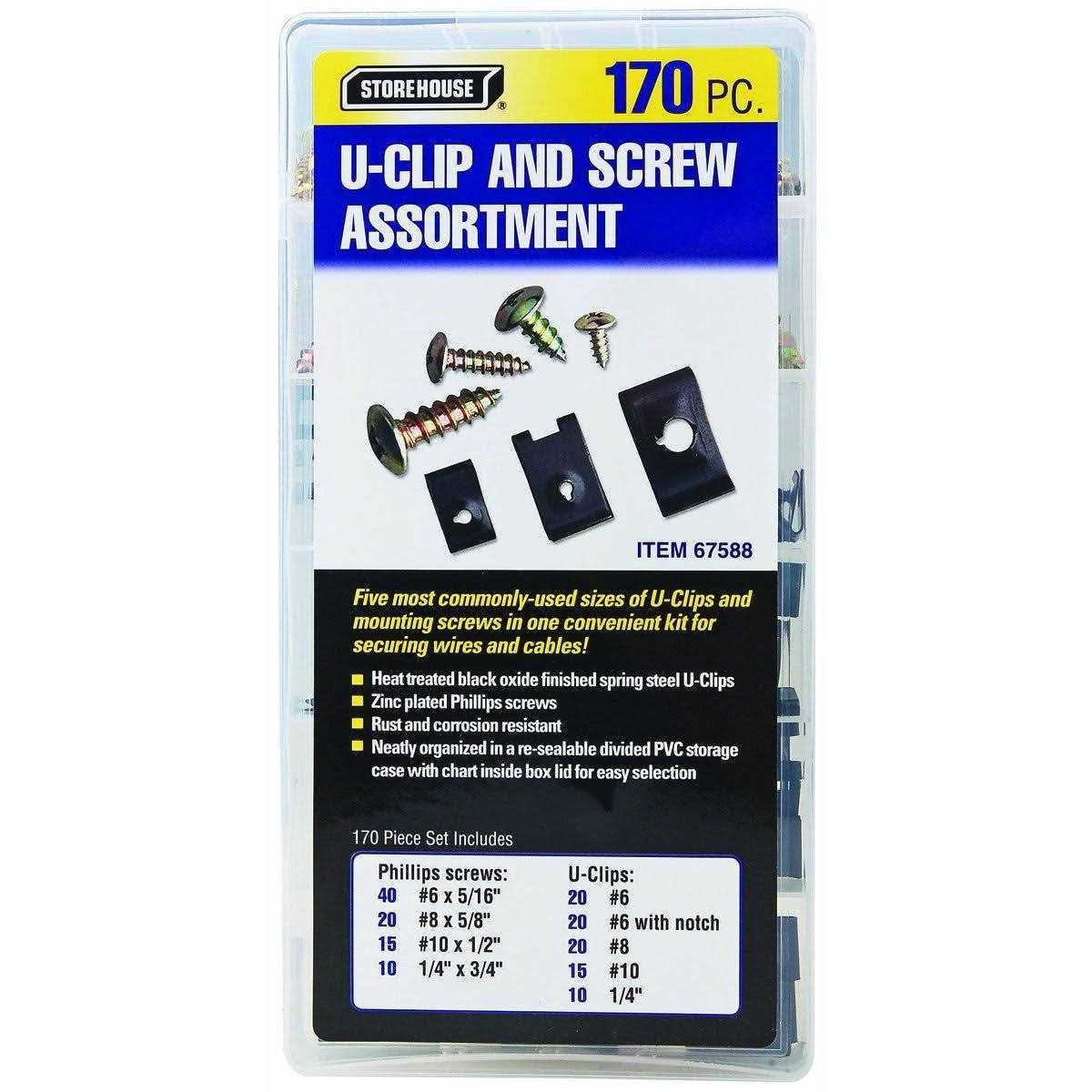 Storehouse 170 Piece U-Clip and Screw Assortment