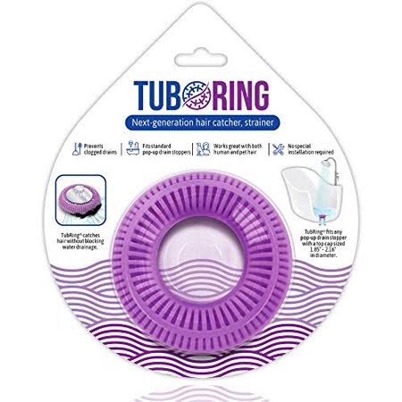 Tubring The Ultimate Tub Drain Protector Hair Catcher/Strainer/Snare- Purple