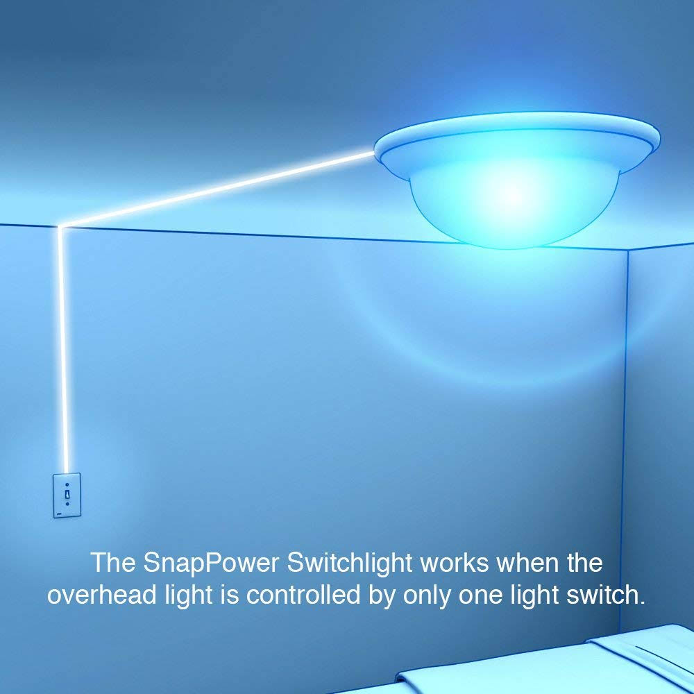 SnapPower Single SwitchLight- LED Night Light- for Single-Pole Light Switches- Light Switch Plate with LED Night Lights- Adjust Brightness-