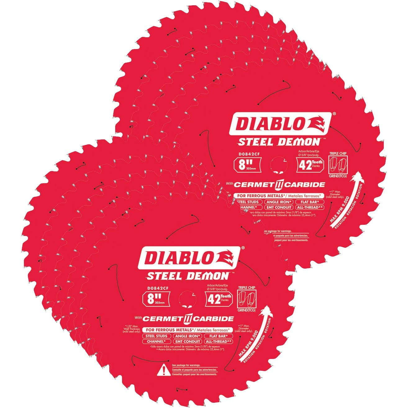 Diablo 8-Inch Steel Demon 42T Carbide Metal Saw Blades, 10 Pack #D0842CF-10PK