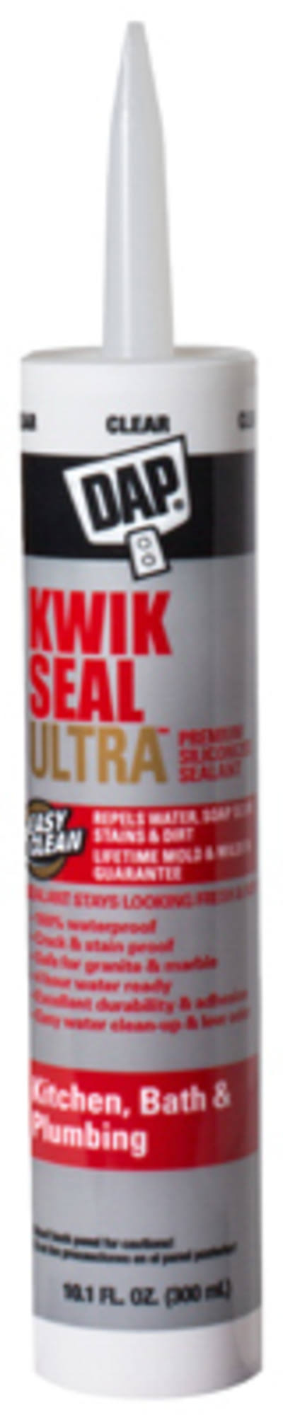 Dap Kwik Seal Ultra Premium Siliconized Sealant Clear 10.1 oz