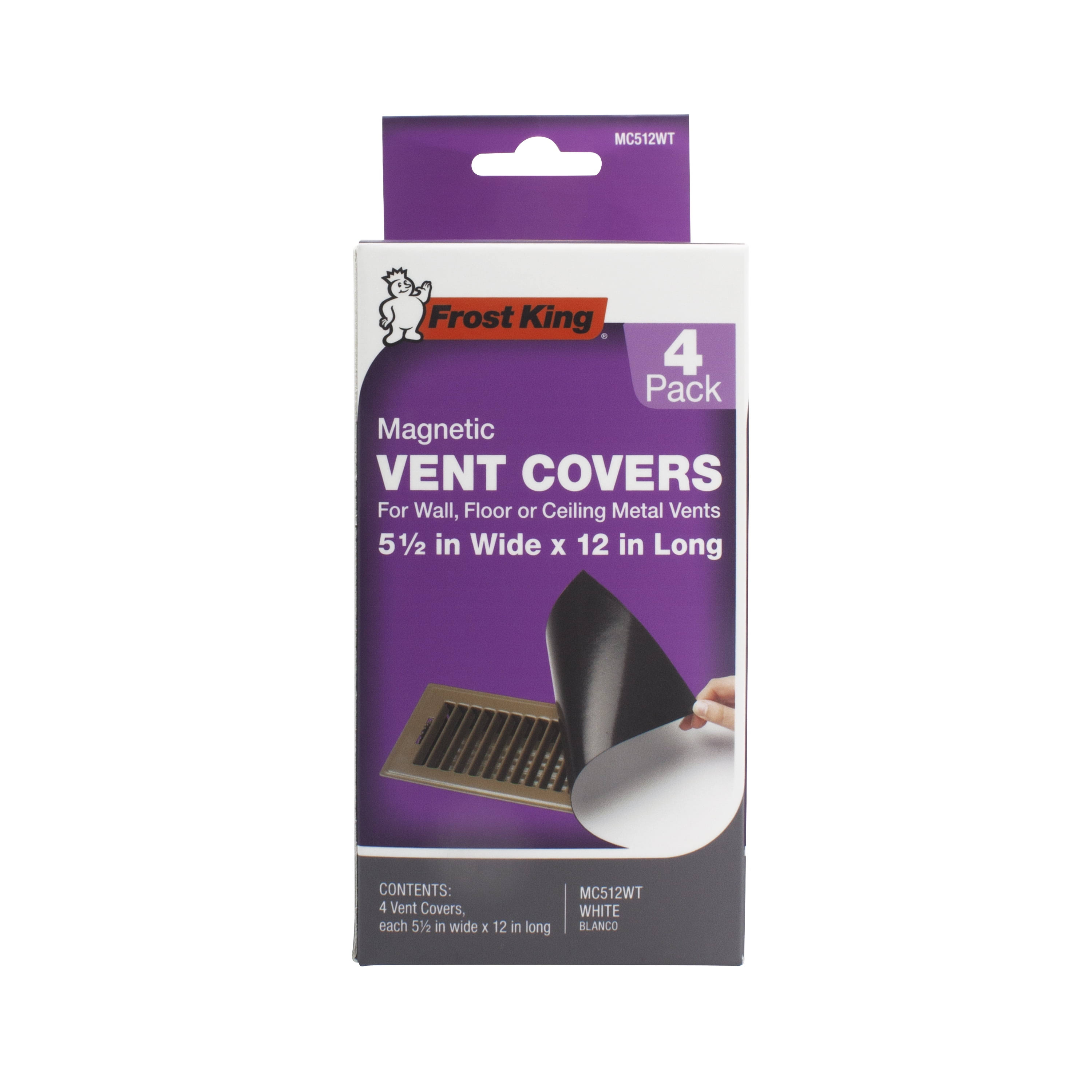 Frost King Magnetic Vent Covers for Wall, Floor or Ceiling, 5.5 inch Wide x 12 inch Long, White, Pack of 4 MC512WT
