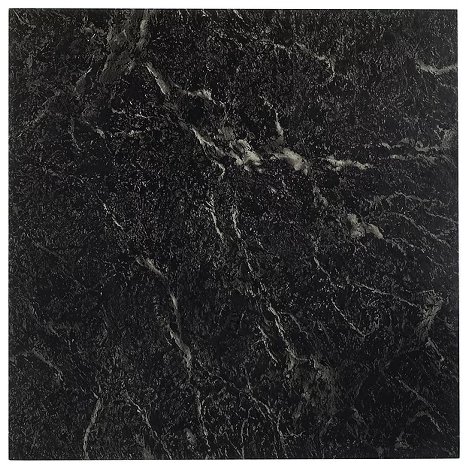 Achim FTVMA40920 Nexus Black with White Vein Marble 12 inch x 12 inch Self Adhesive Vinyl Floor Tile