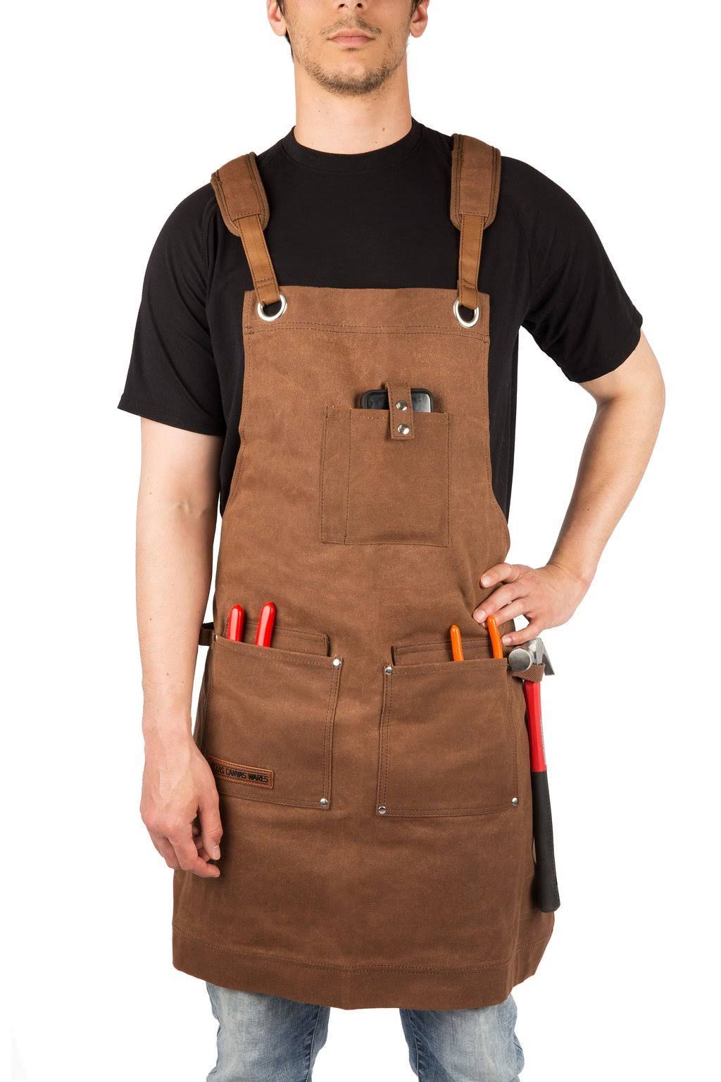 Waxed Canvas Heavy Duty Work Apron with Pockets- Deluxe Edition