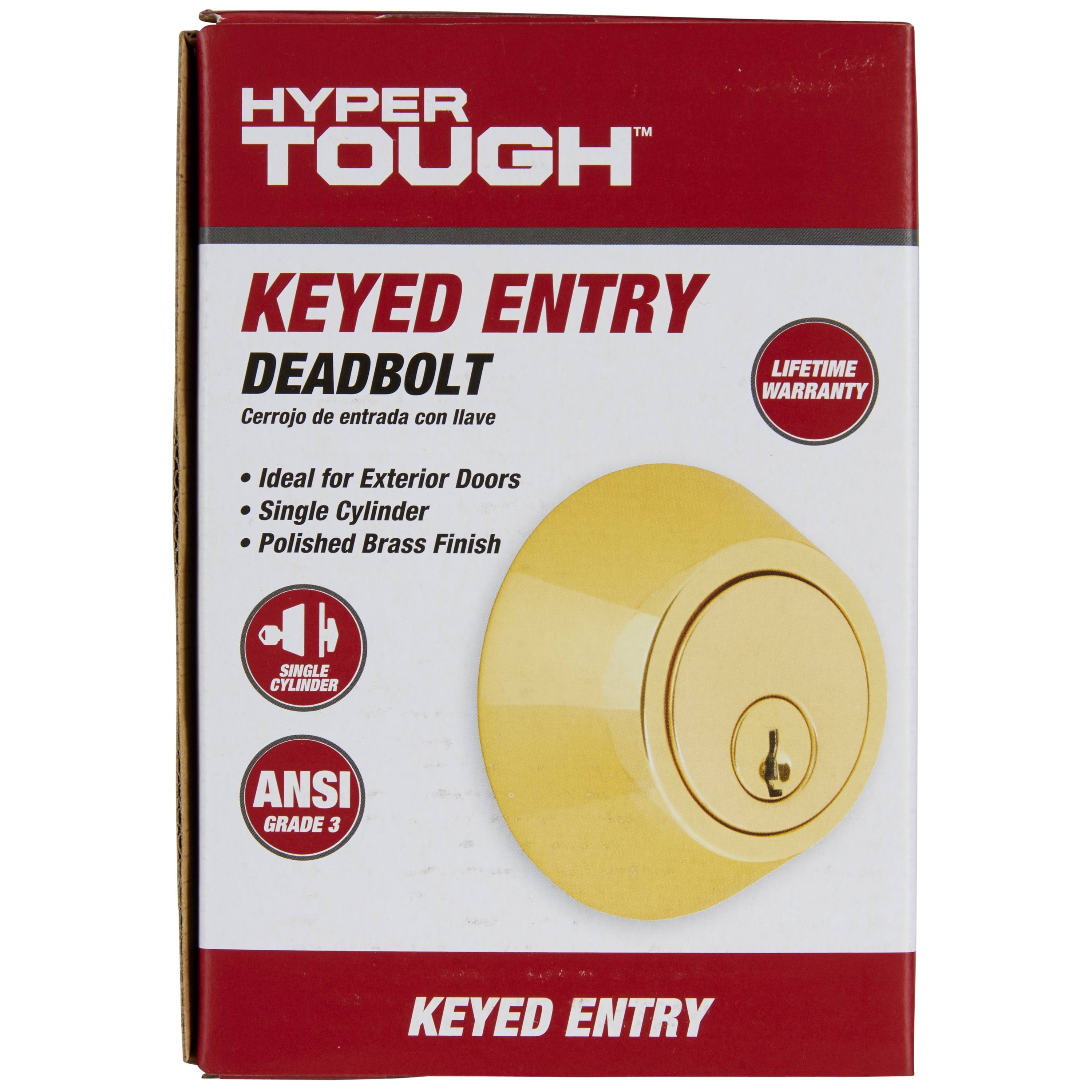 Hyper Tough Keyed Entry Single Cylinder Deadbolt, Polished Brass Finish