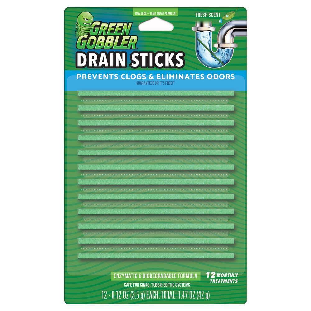 Green Gobbler Bio-Flow Drain Cleaning and Deodorizing Strips with 31 oz. Drain and Toilet Clog Dissolver
