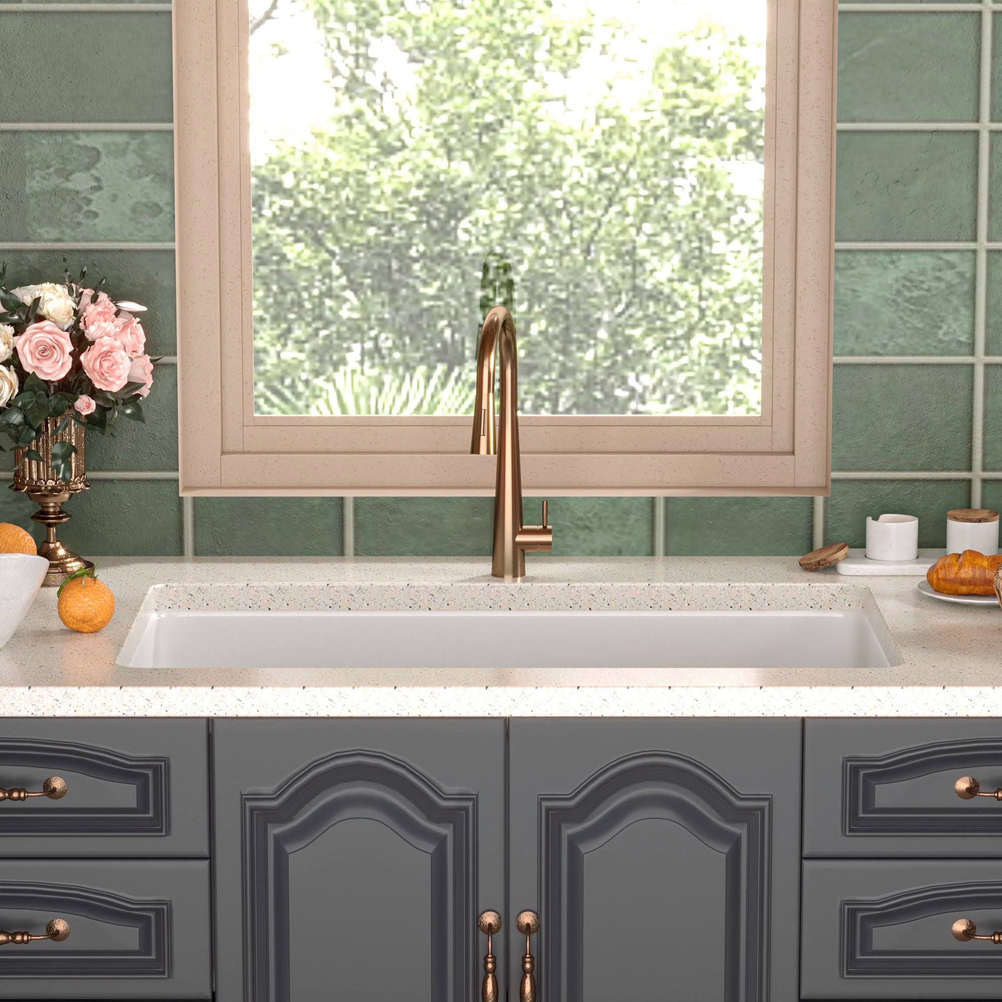 DeerValley Glen White Rectangular Fireclay 32 in. Single Bowl Undermount/Drop-In Kitchen Sink with Basket Strainer and Sink Grid DV-1K513