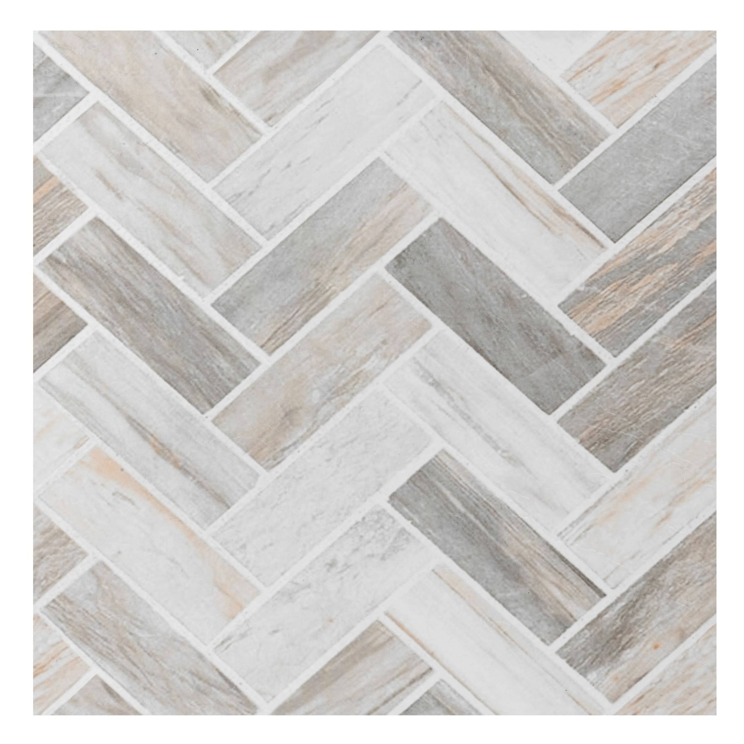 Achim Retro 12x12 Self Adhesive Vinyl Floor Tile- Stone Herringbone- 20 Tiles/20 Sq. ft.
