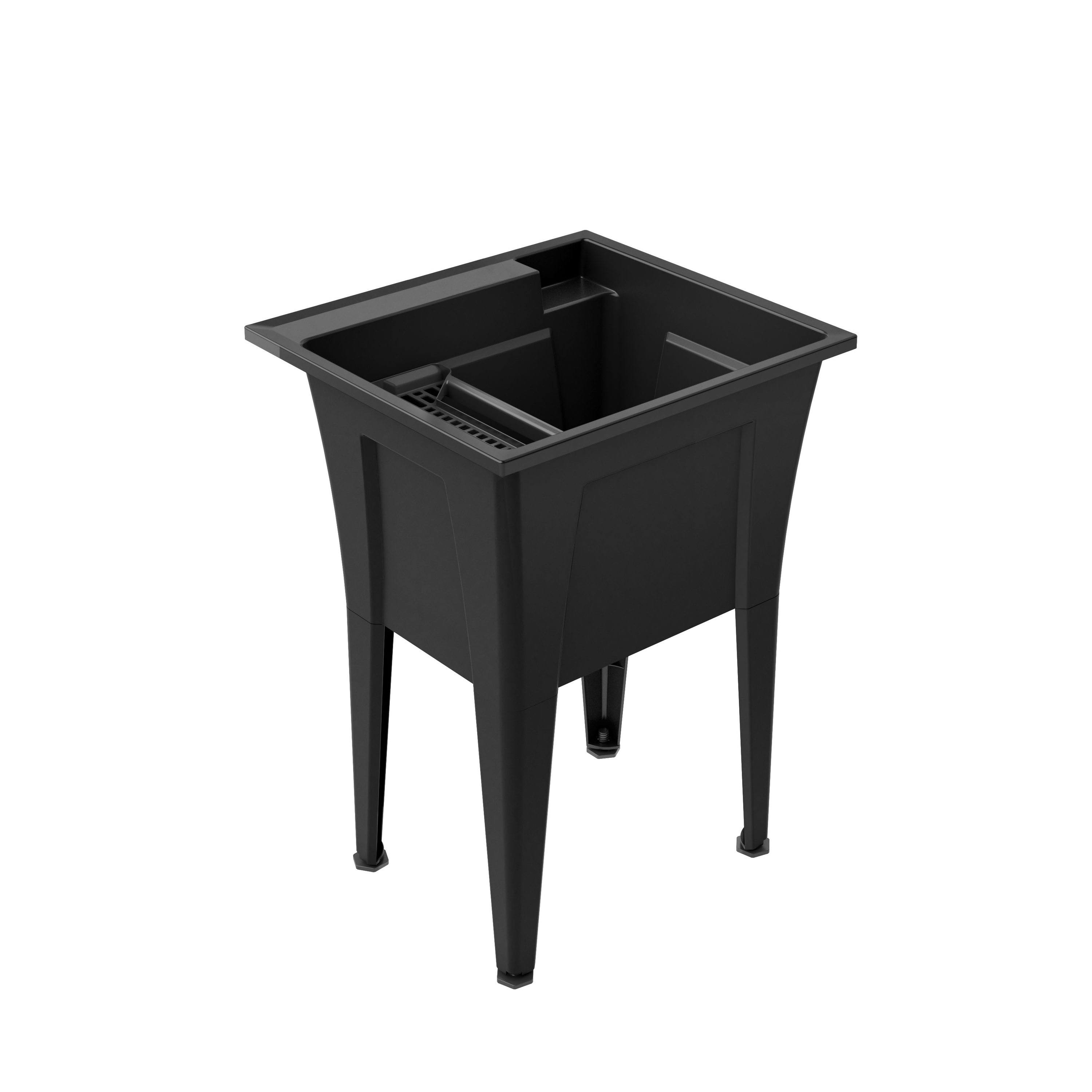 Rugged Tub 24 in. x 22 in. Recycled Polypropylene Black Laundry Sink