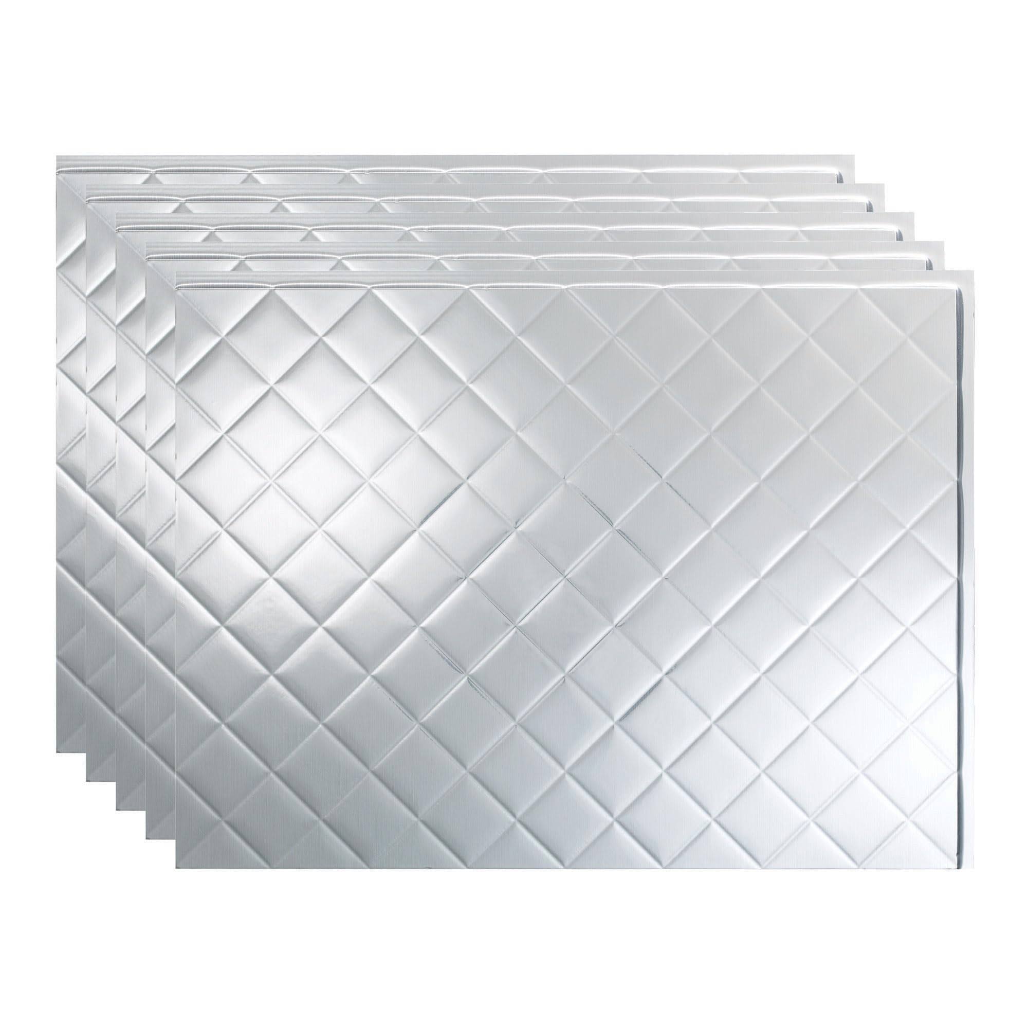 Fasade 18in x 24in Quilted Brushed Aluminum Backsplash Panel (5 Pack)