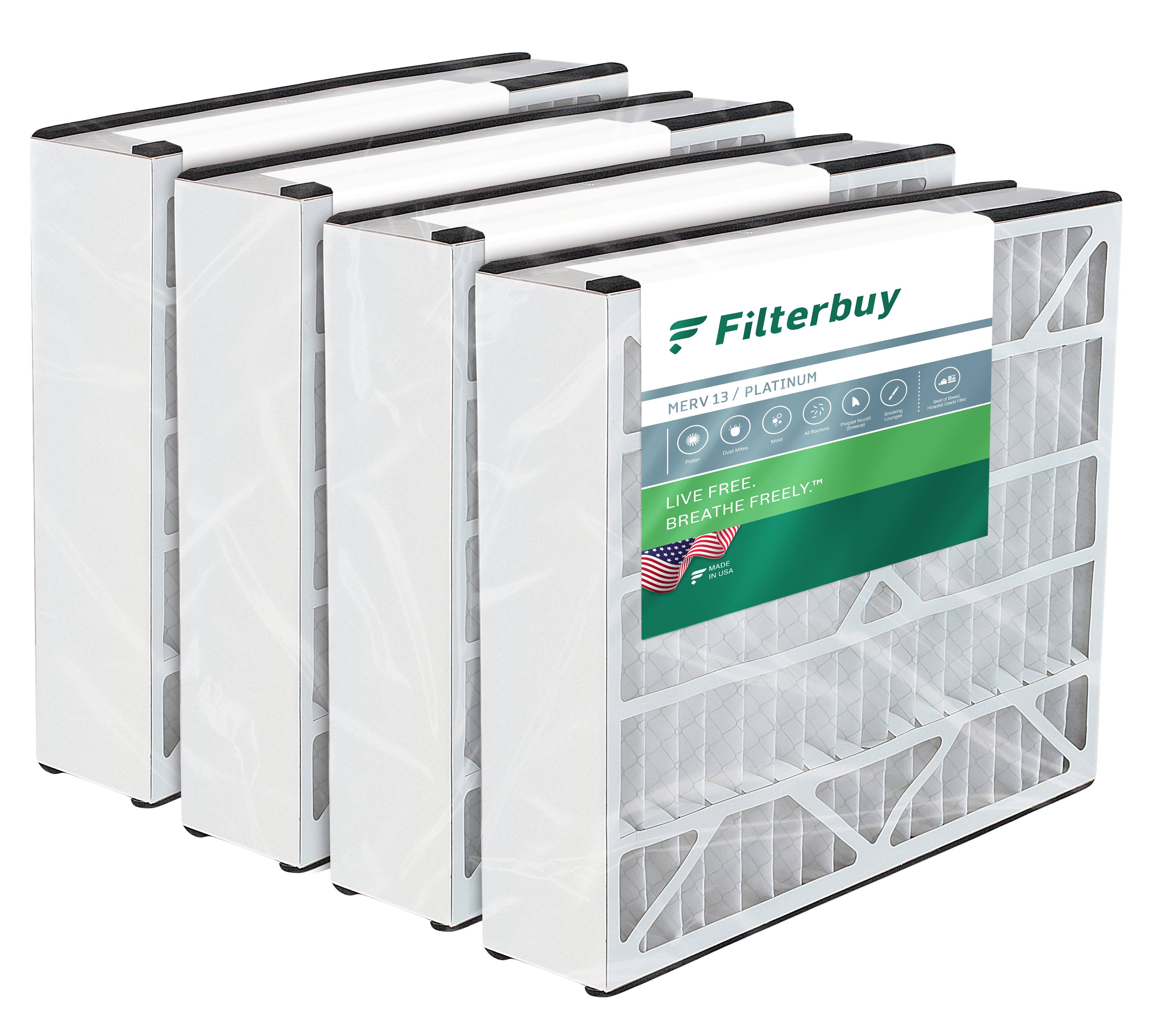 Filterbuy 20x20x5 MERV 13 Pleated HVAC AC Furnace Air Filters for Trion Air Bear (4-Pack), Gray