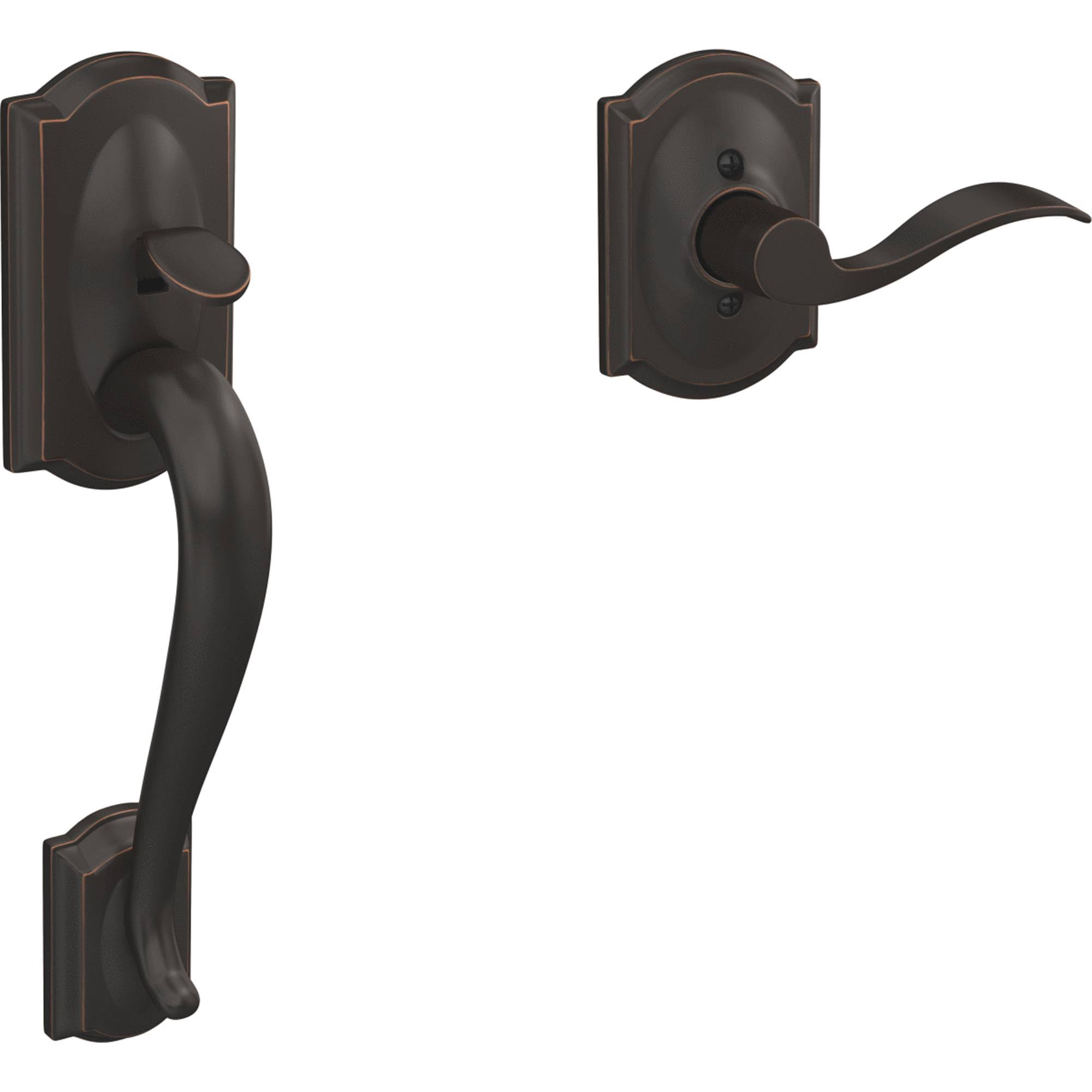 Schlage Camelot Aged Bronze Entry Door Handleset Accent