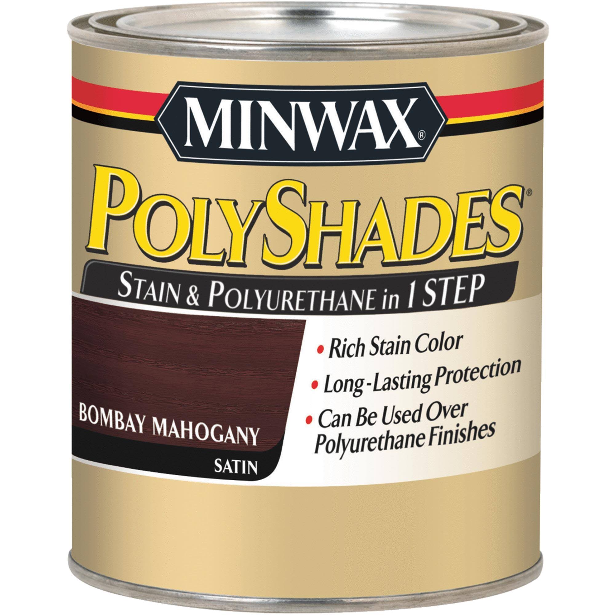 Minwax Polyshades Stain & Polyurethane Finish, Bombay Mahogany, Satin- 1 qt can