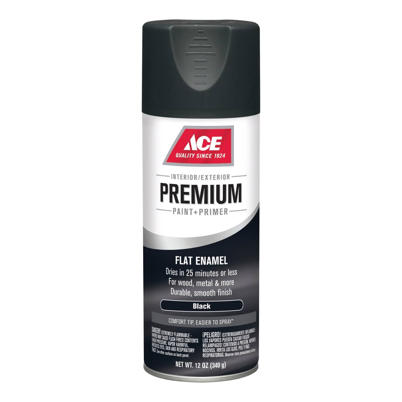 Ace Premium Flat Black Enamel Spray Paint 12 oz