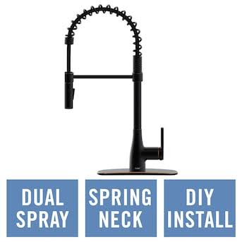 Flow Classic Series Single-Handle Pull-Down Spring Neck Sprayer Kitchen Faucet in Oil Rubbed Bronze