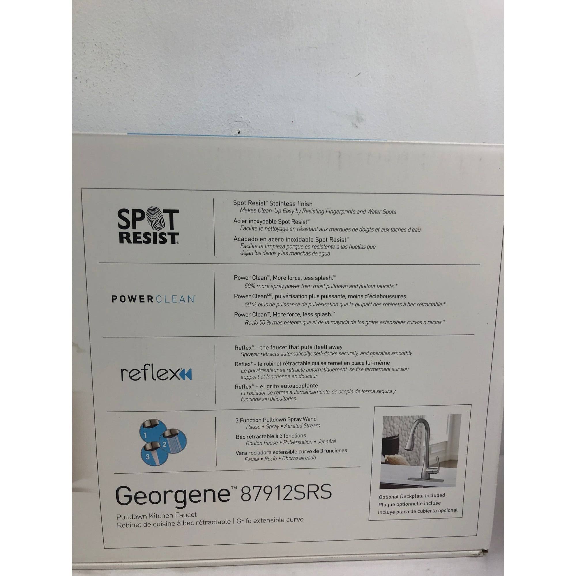 Moen Georgene Spot Resist Stainless 1 Handle Pull Down Kitchen Faucet 87912SRS