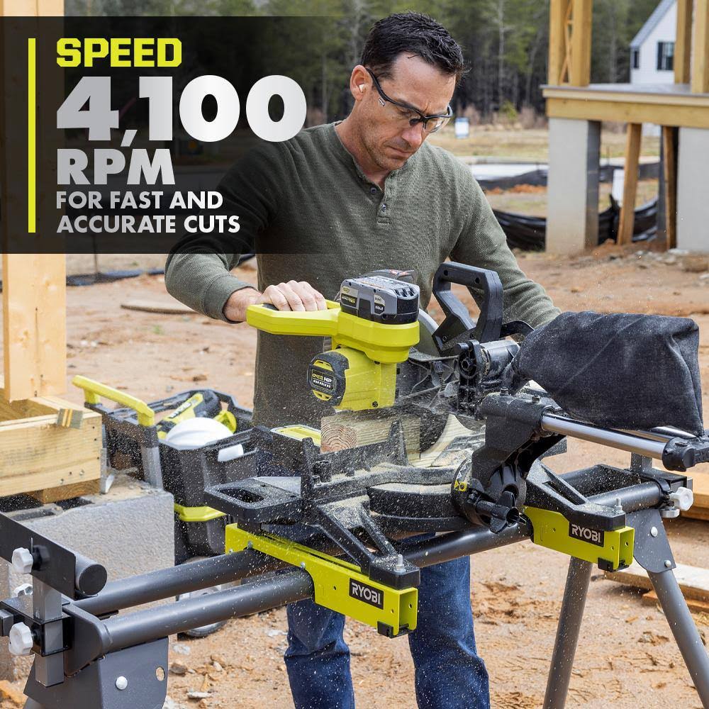 Ryobi One+ HP 18V Brushless Cordless 2-Tool Combo Kit with Miter Saw and Compact Portable Jobsite Table Saw (Tools Only)