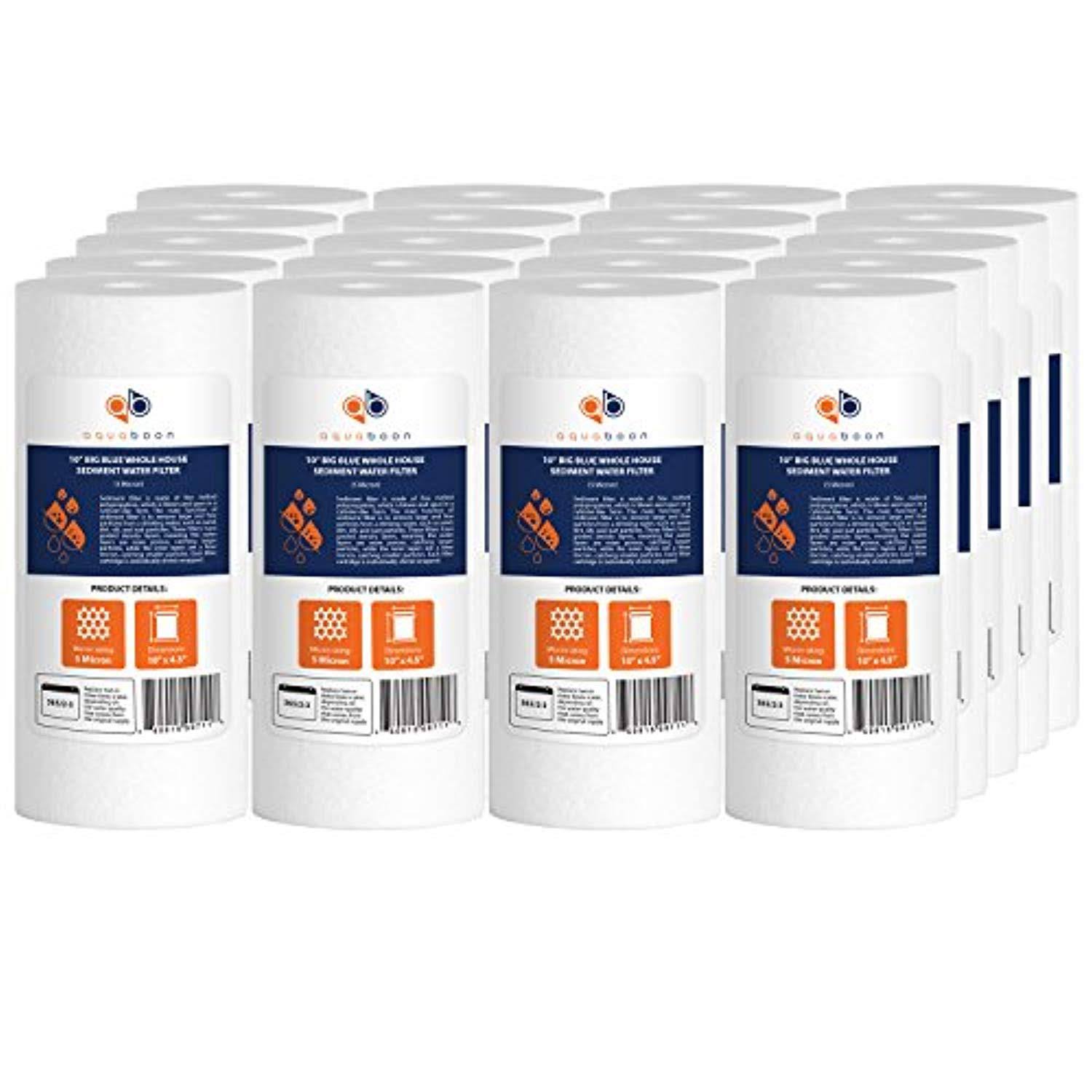 20-Pack of Aquaboon Sediment Water Filter Whole House Big Blue 5 Micron 10 inchx4.5 inch