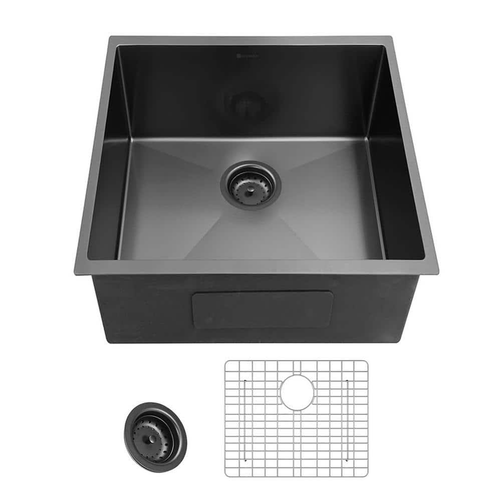 Gunmetal Black Stainless Steel 17 in. 18-Gauge Single Bowl Undermount Bar Sink