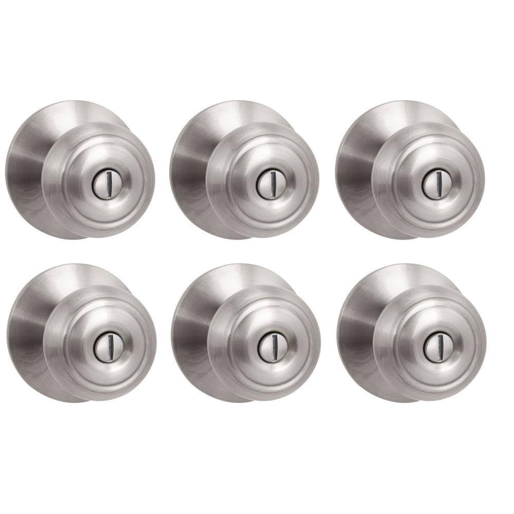 Defiant Hartford Bed and Bath Door Knob Satin Nickel Contractor Pack (6-Piece)