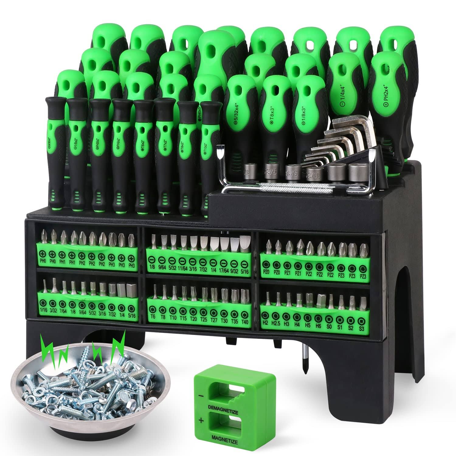 SWANLAKE Garden Tools 117pcs Magnetic Screwdrivers Set with Plastic Ranking,Tools for Men
