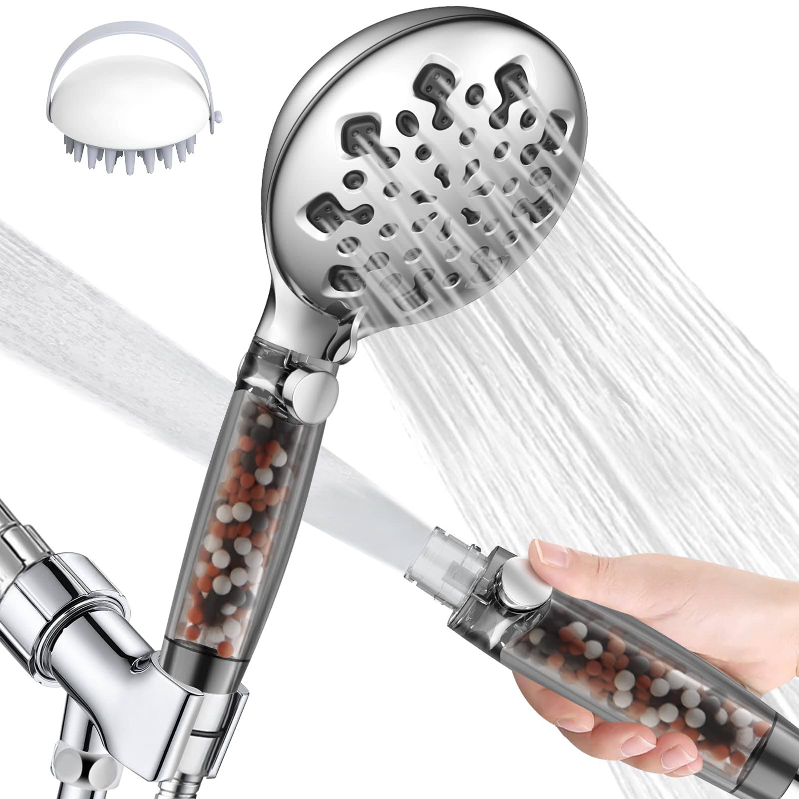 lhdzga Filtered Shower Head,11 Functions High Pressure Shower Head with handheld,detachable Filtered Showerhead for Hard Wate