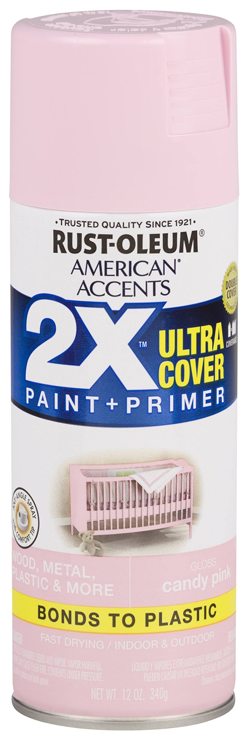 Rust-Oleum American Accents 2x Ultra Cover Spray Paint, Gloss Candy Pink, 12 oz.