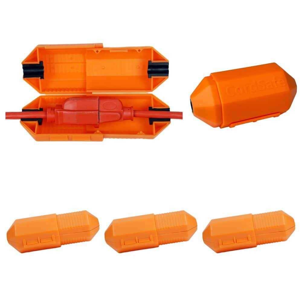 Cordsafe Extension Cord Plug Protector & Safety Cover Water-Resistant Outdoor Prevent Tripping Keep Cords Connected Orange 3-Pack 2665-3