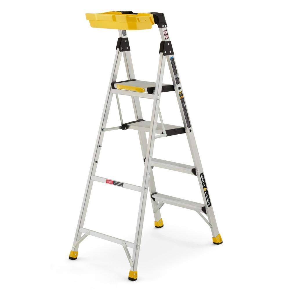 5.5 ft. Aluminum Dual Platform Heavy-Duty Ladder with Project Bucket(10 ft. Reach), 300 lb. Capacity Type iA Duty Rating