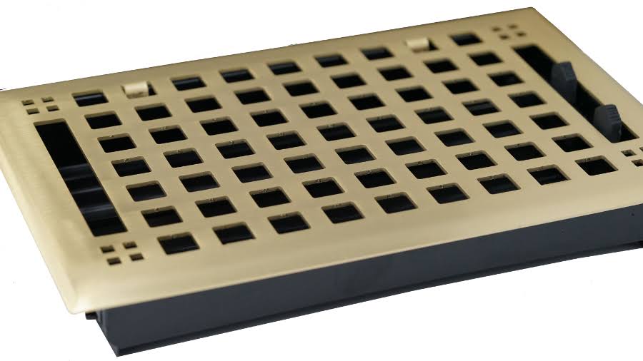 Madelyn Carter Steel Artisan Vent Covers- Brushed Brass 6 x 10 (Overall: 7.25 x 11.5)