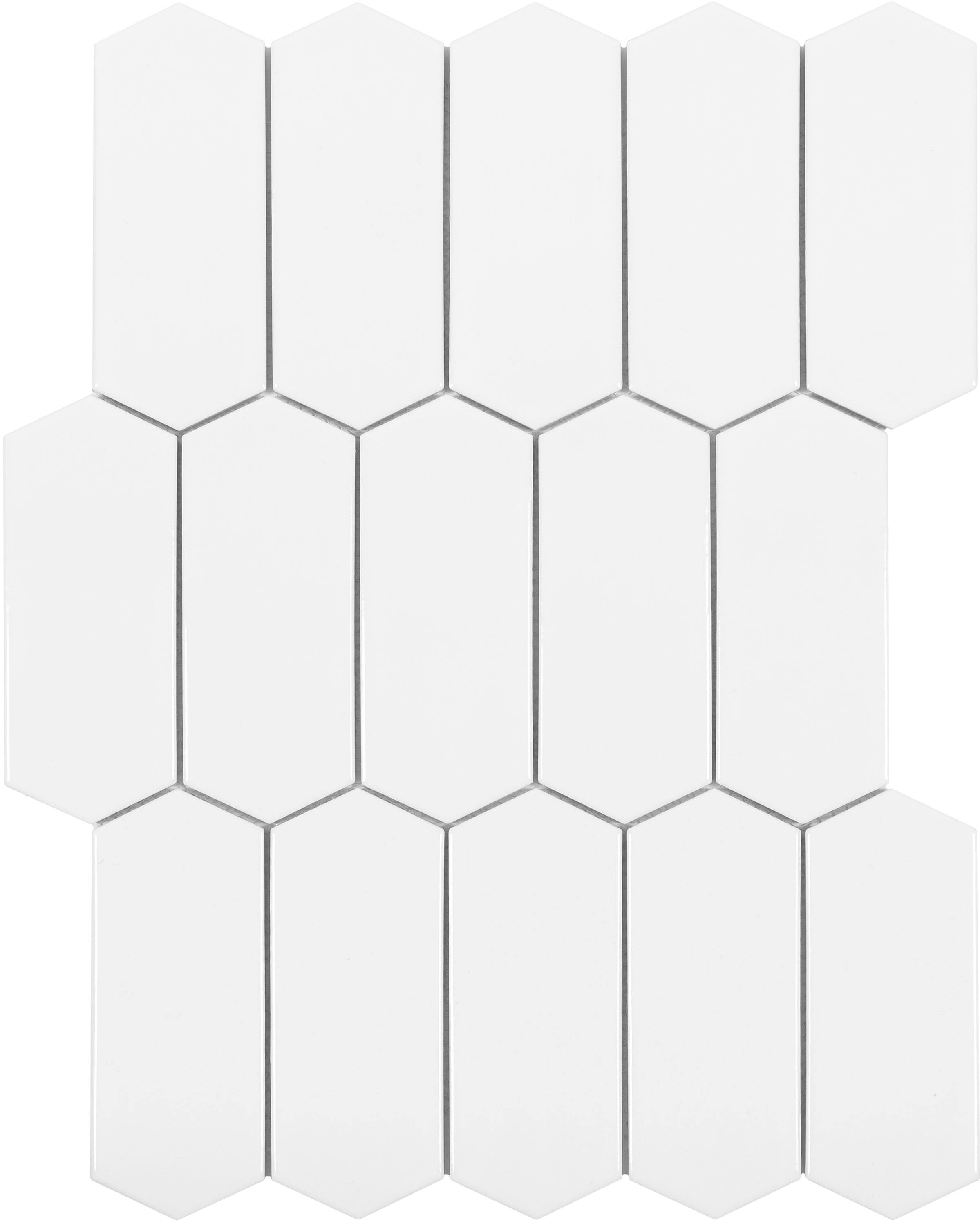 Satori Hudson Brilliant White Picket 10-in x 13-in Glossy Porcelain Wall Tile | 1001-0221-0