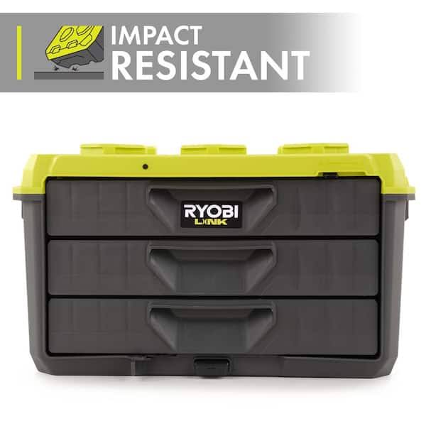 Link 3-Drawer Tool Box with Foam Insert, Ryobi Green