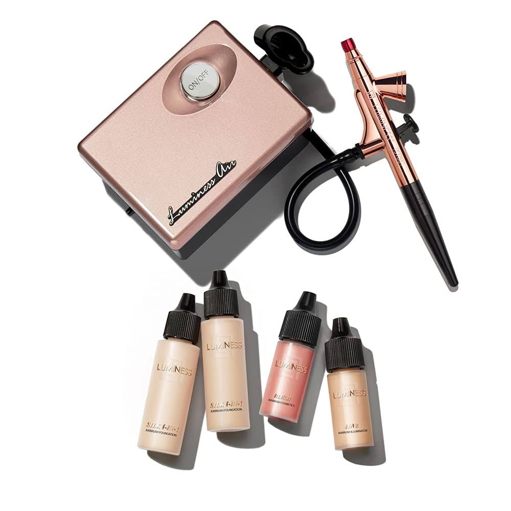 Luminess Legend Makeup Airbrush System & 4-Piece Foundation Starter Kit, Fair Coverage- Quick, Easy & Long Lasting Application- Includes (2) Silk