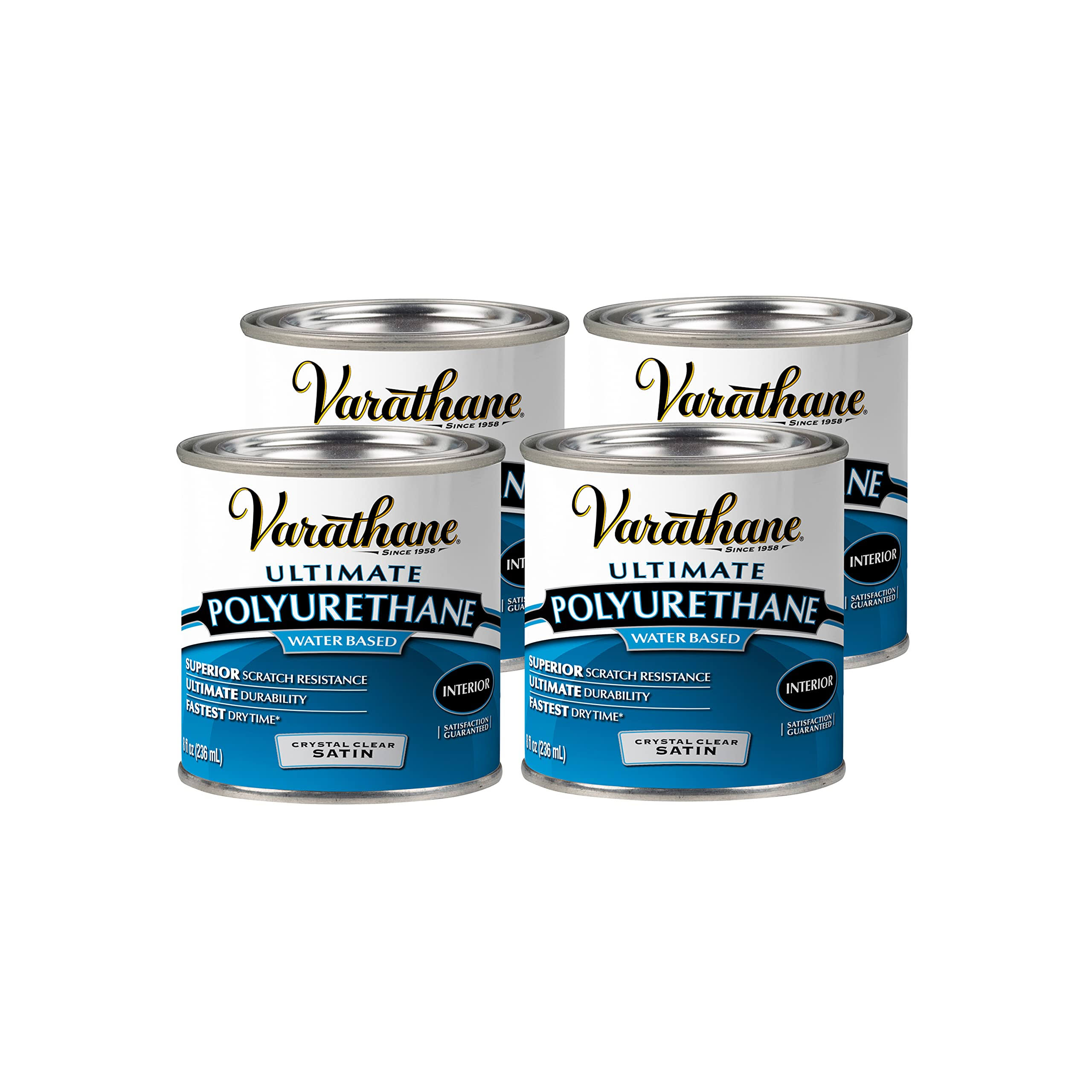 Varathane 8 oz. Clear Satin Water-Based Interior Polyurethane (4-Pack)