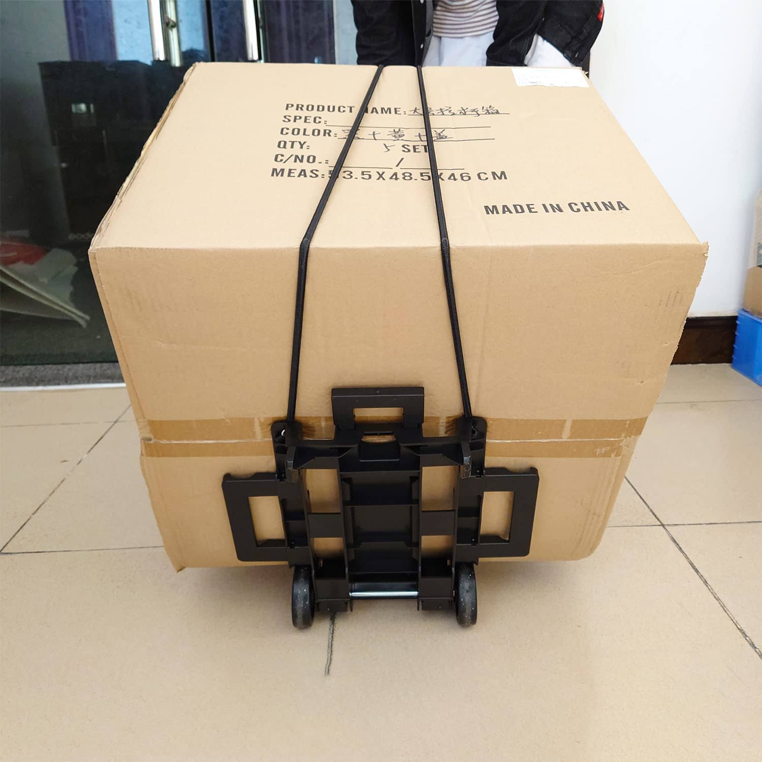 ZHJINGYU Folding Hand Truck Aluminum Telescopic Rod Foldable Roller Shopping Trolley Collapsible 2 Wheel Trolley Expandable Large Chassis