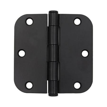 Everbilt 3-1/2 in. x 5/8 in. Radius Matte Black Squeak-Free Door Hinge (12-Pack) 28326