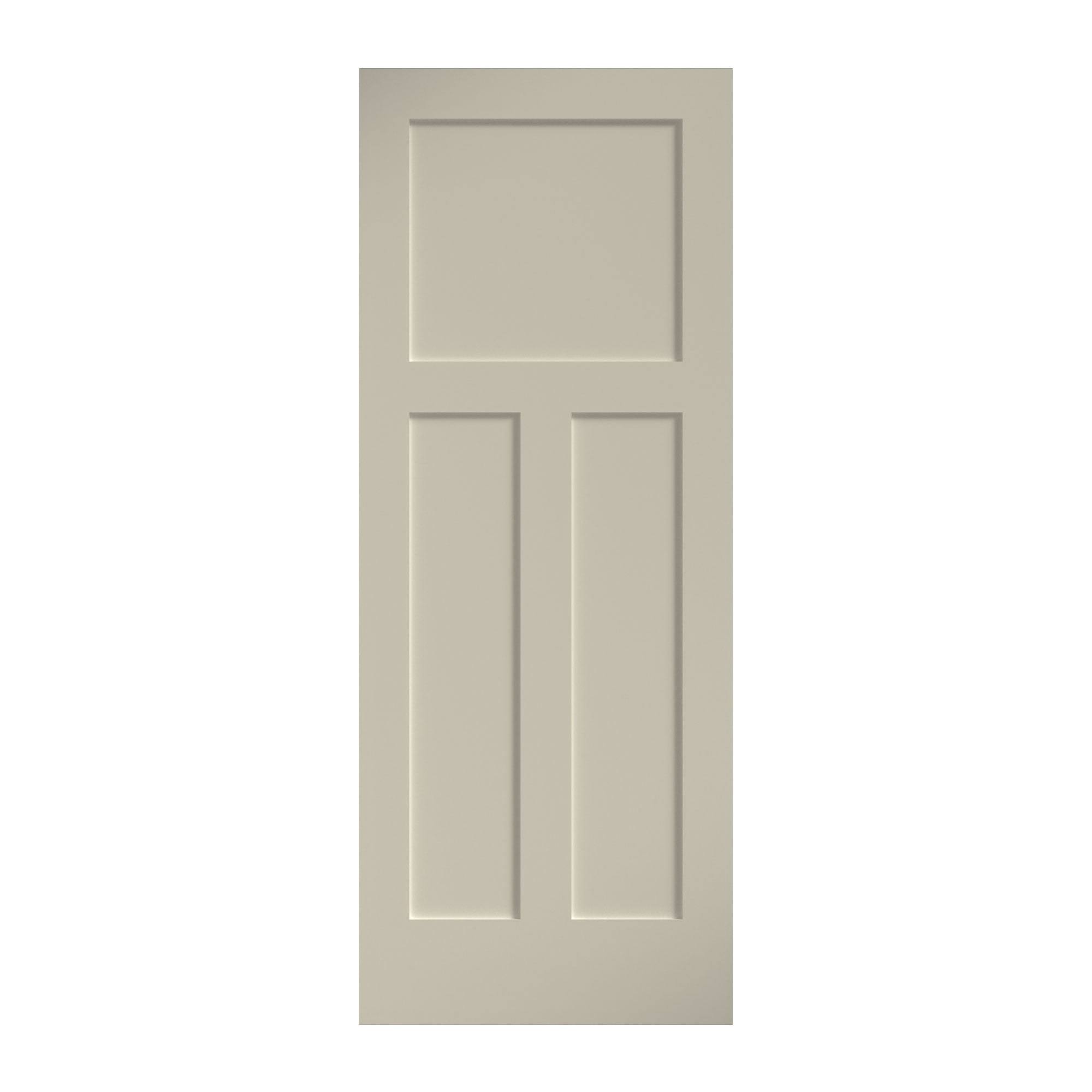 EightDoors 80 inch x 24 inch x 1-3/8 inch 3-Panel Craftsman Shaker White Primed Solid Wood Core Interior Slab Door