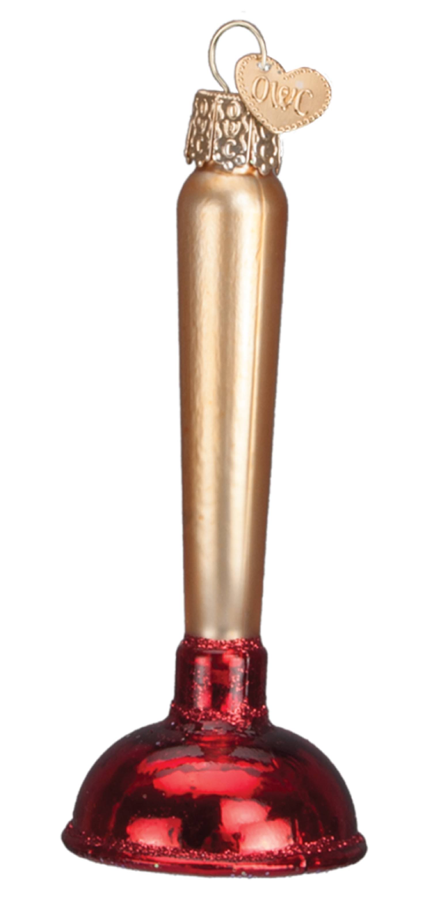 Old World Christmas Toilet Plunger Glass Ornament 32193
