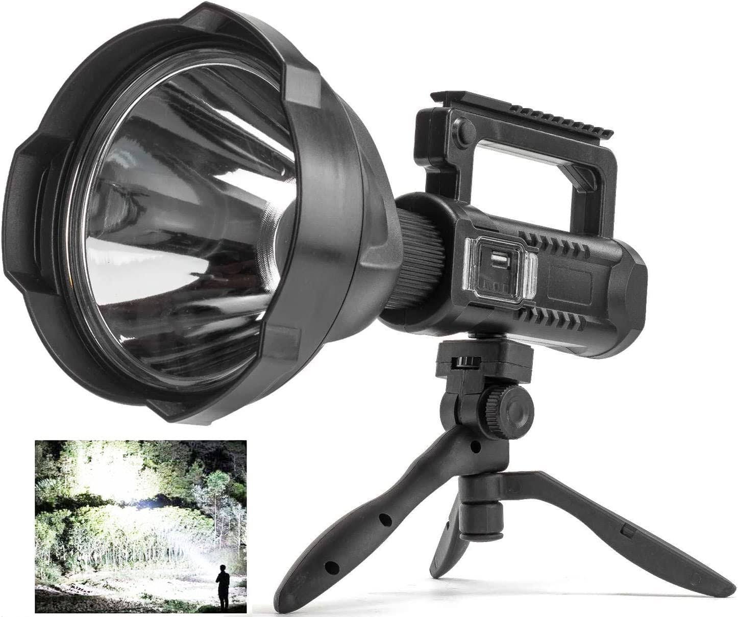 Rechargeable Spotlight, Super Bright 150000 Lumens LED Spot Lights Flashlight 8000 mAh Large Handheld Searchlight Long Lasting for Outdoor Hunting