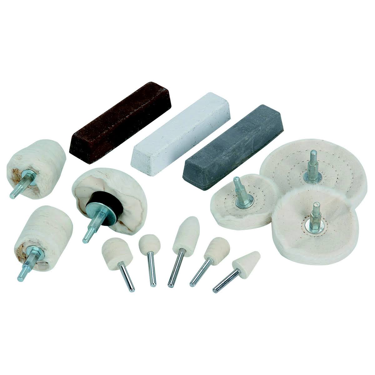 Assorted Aluminum Polishing Kit with 1/4 in. Shank 14 Pc.