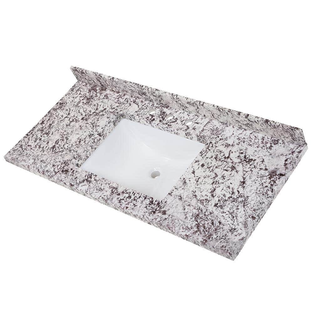 Home Decorators Collection 49 in. Stone Effect Vanity Top in Bianco Antico with White Sink